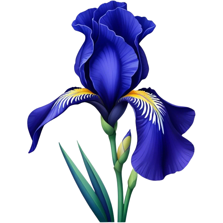 single Deep Blue Iris, straight stem emoji