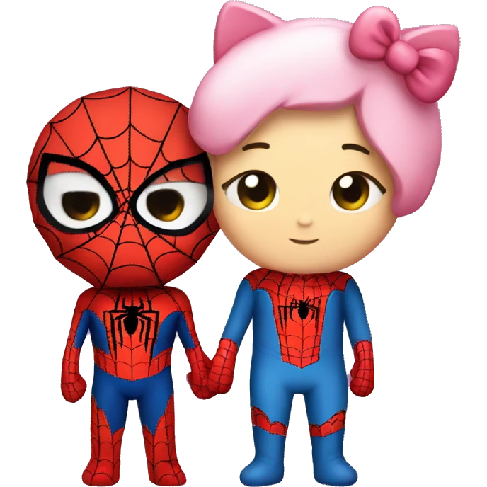 spiderman and hello kitty cuddle emoji