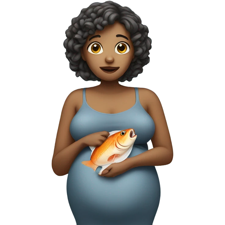 Pregnant woman eating a fish emoji