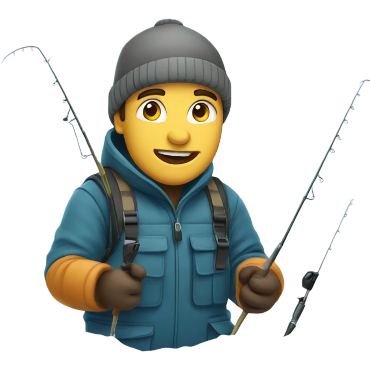 A man ice fishing emoji