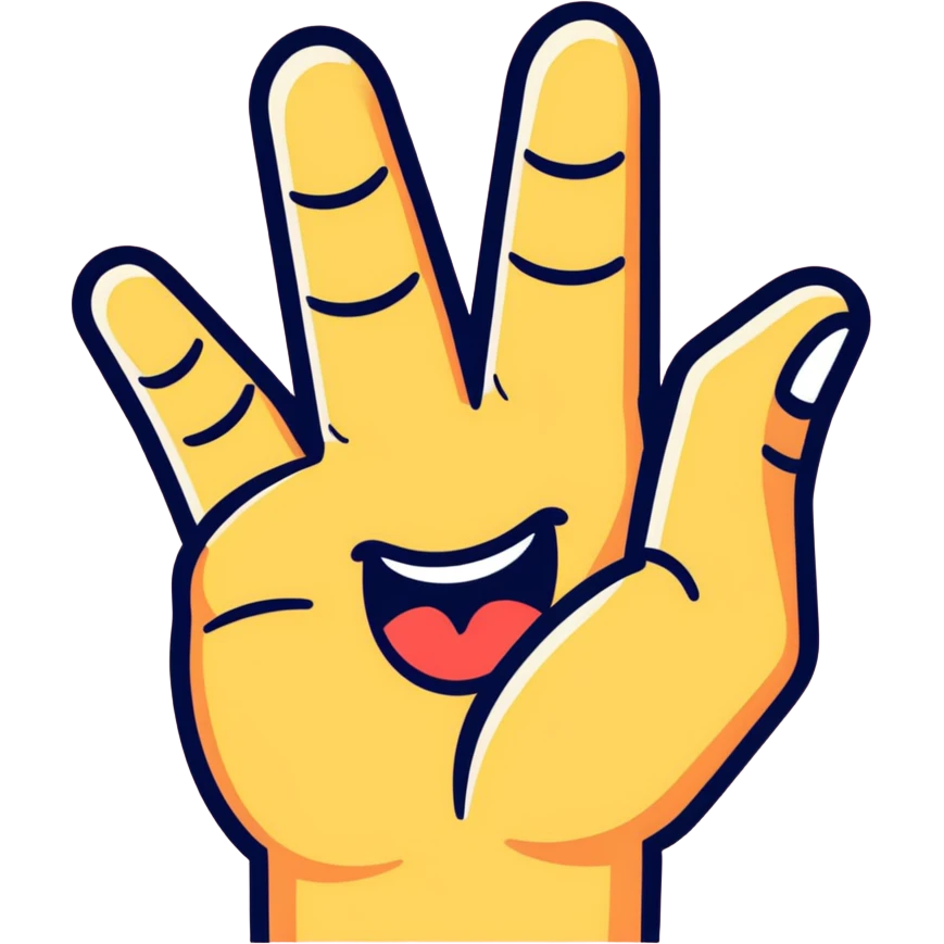 emoji with tongue out and hands showing finger tips and palms emoji