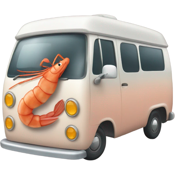Shrimp driving camper van emoji