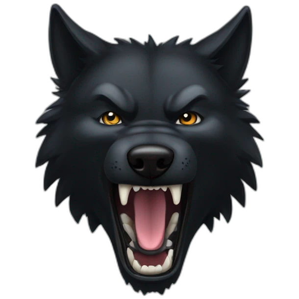 Black wolf growling  emoji