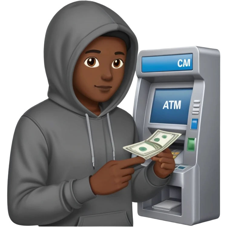 scammer withdrawing money from ATM emoji