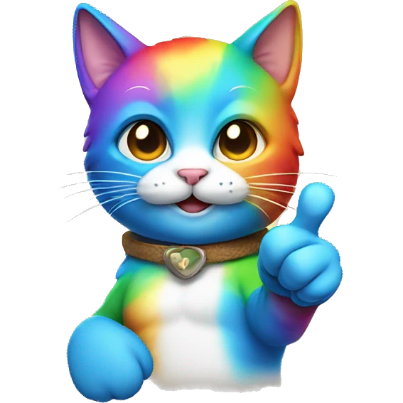 Rainbow cat giving a thumb up emoji