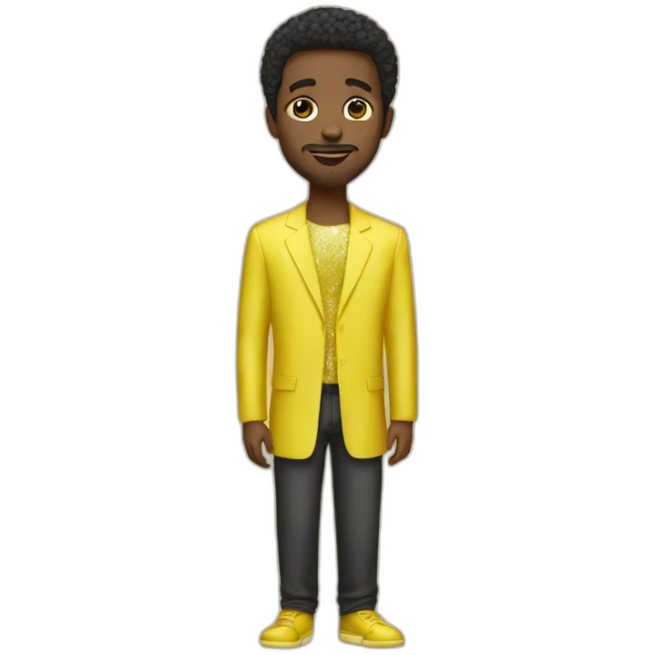 Black man yellow sparkling dress emoji