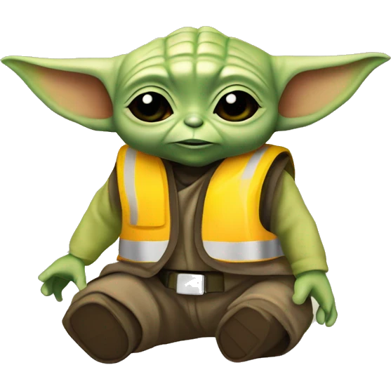 Baby Yoda in yellow construction helmet and vest emoji