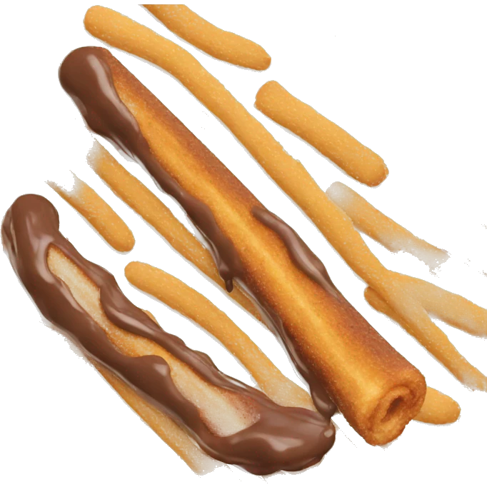 Churro with chocolate dipped tip emoji