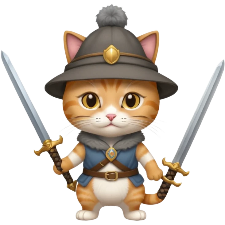Cat held a sword and wearing a hat emoji