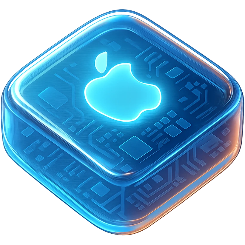 Apple Silicon chip, with glowing edges, futuristic, no text emoji