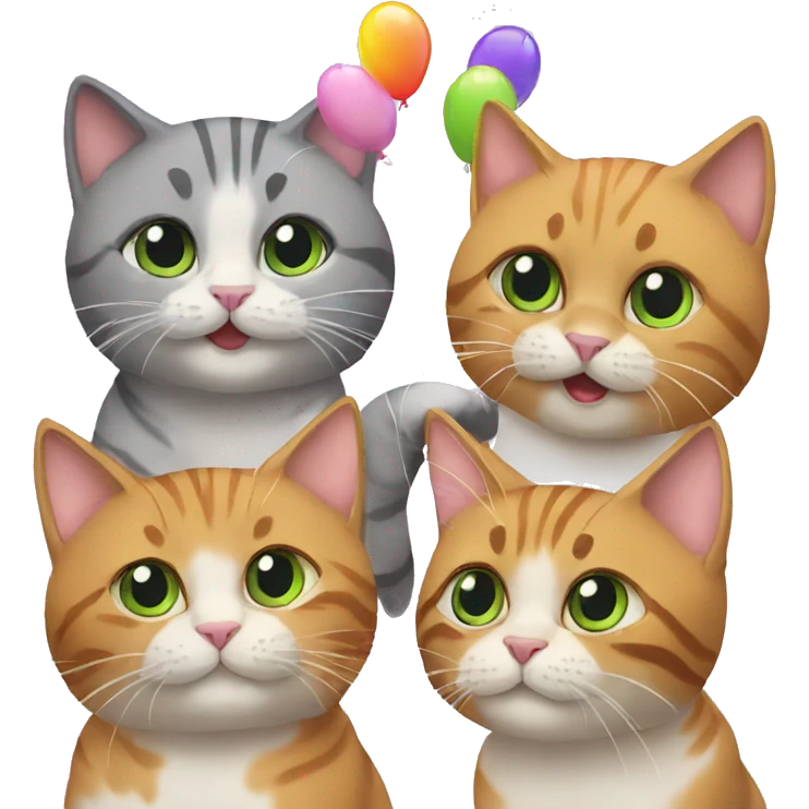 four cats having a party emoji