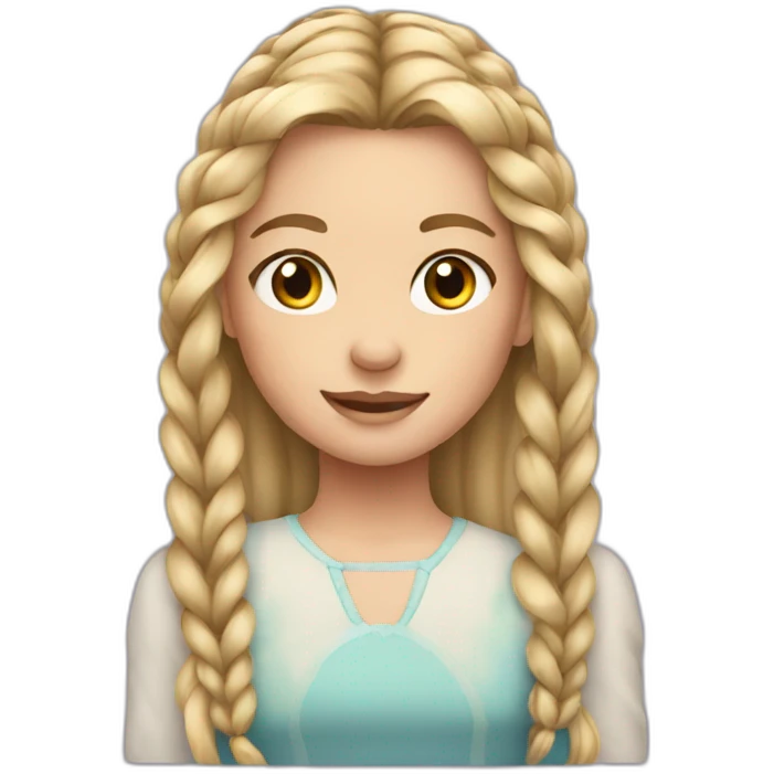 Young girl with long blond hair in a braide emoji