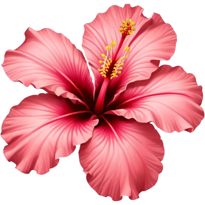 Realistic, detailed, 3D rending, Vibrant  Coral Pink Hibiscus HIbiscus rosa-sinensis emoji