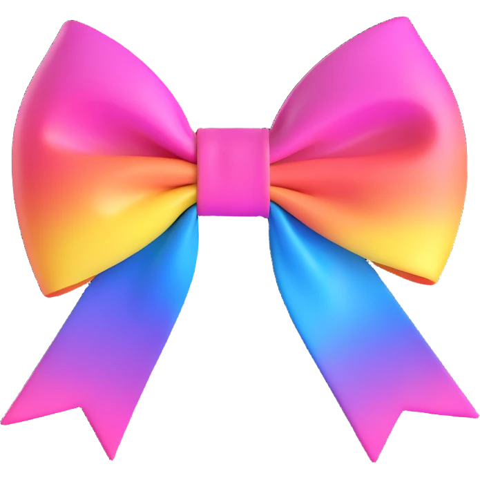 pink bow with rainbow gradient effect emoji