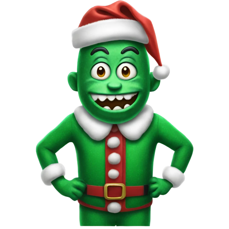 A green monster in a Christmas suit emoji