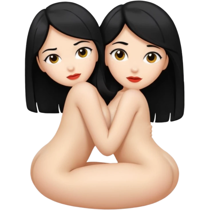 I want a female with black hair in doggystyle sex position with her head facing me and her ass facing away & then  put another face inbetween her ass. emoji