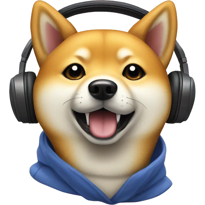 Shiba dog listening to music
 emoji