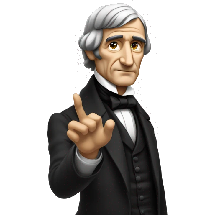 Ralph Waldo Emerson with his hand presenting something emoji