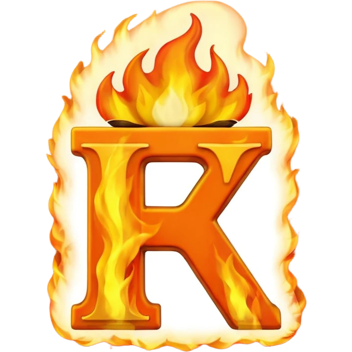 Make a 3d emoji of the word T with fire emoji