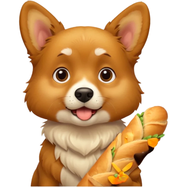 un chien choqué avec une baguette emoji