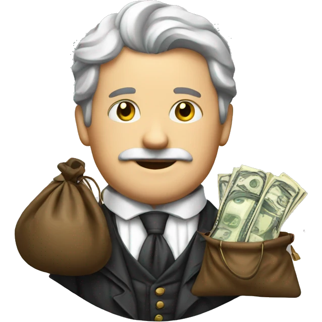 aristocrat with money bag in his hands emoji