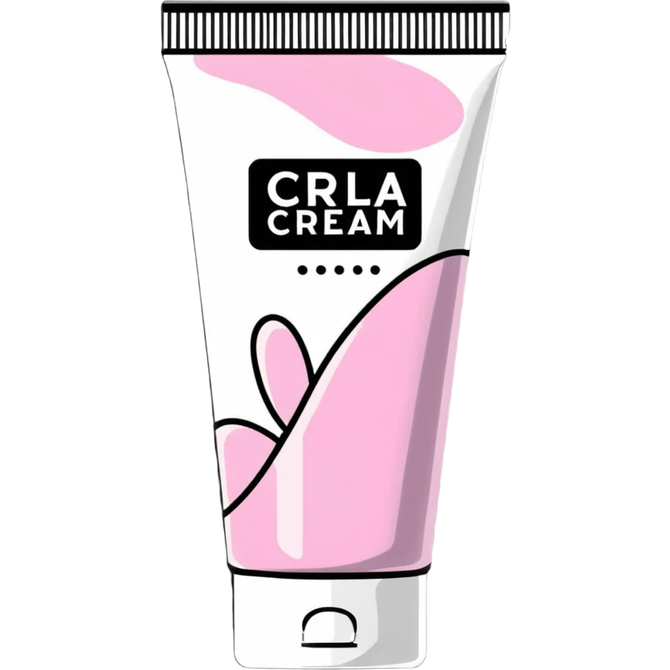 crumpled, empty hand cream tube, flattened and wrinkled, cap on, bright and colorful, decorated like a beauty product emoji