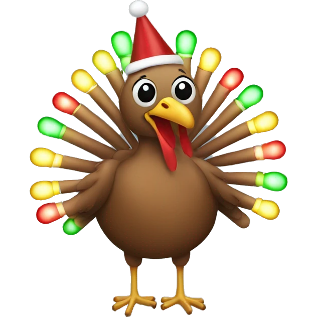 Turkey with Christmas lights  emoji