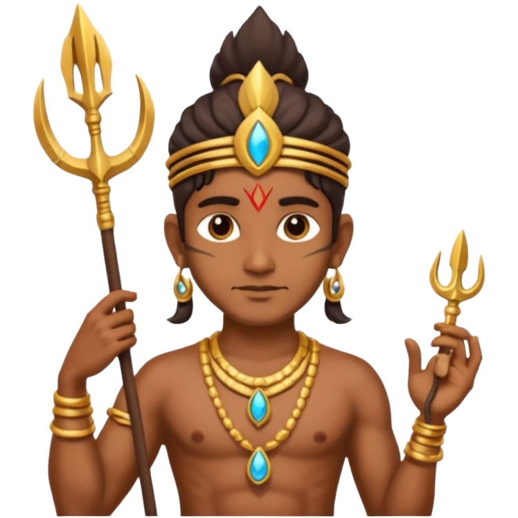 indian god with Poseidon trident emoji