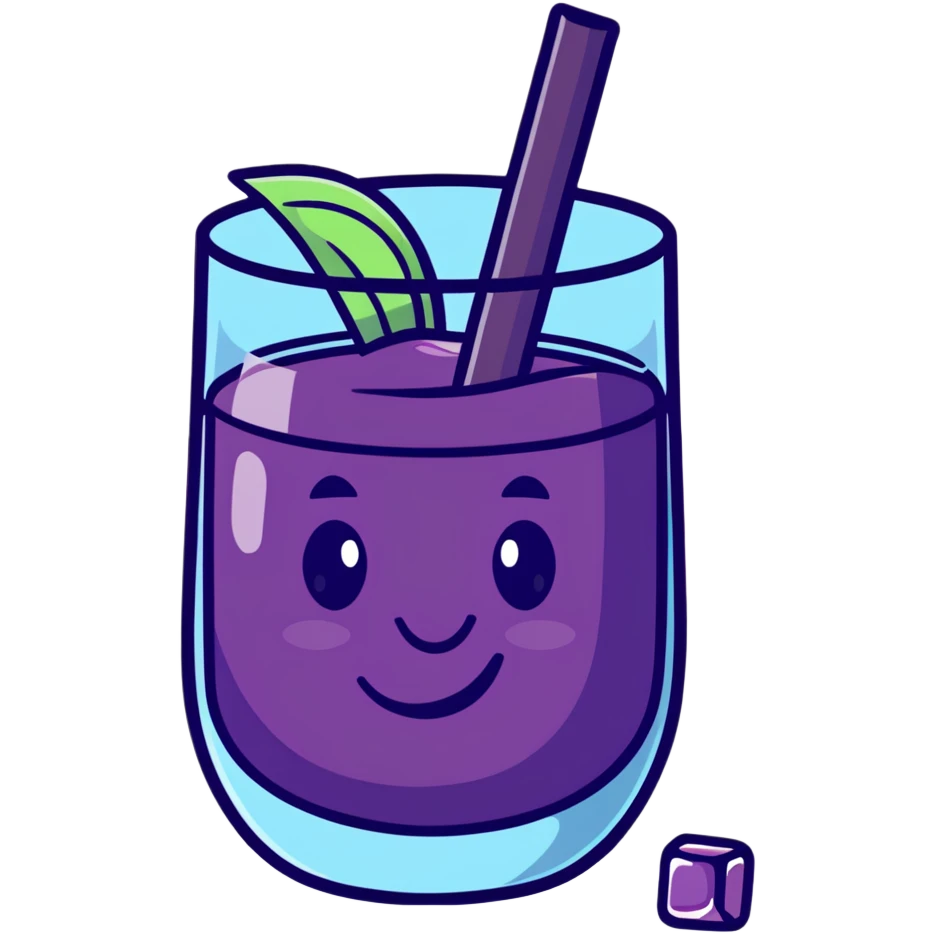 glass of grape koolaid with ice cubes emoji