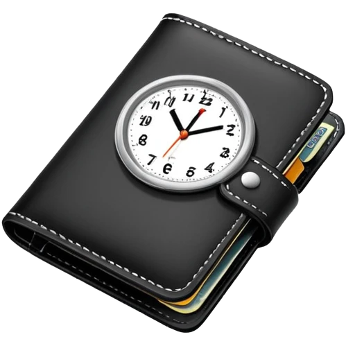 wallet with a clock on it, representing fast and affordable financial services emoji