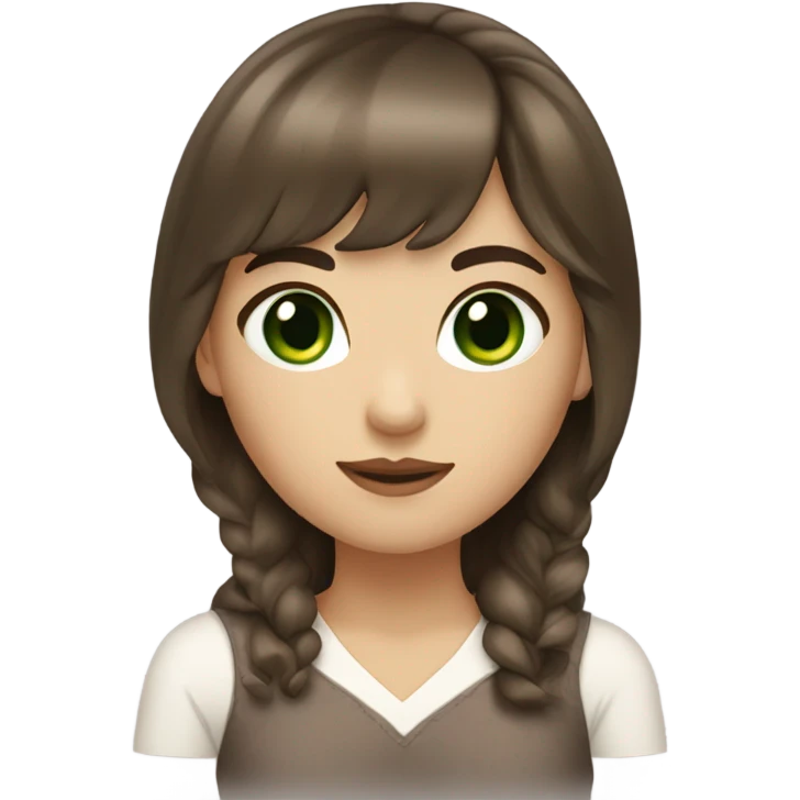 Woman Brown hair with bangs and green Eyes - in a cute pose emoji