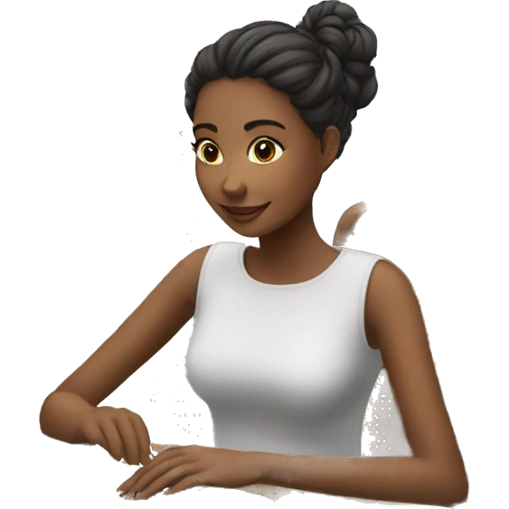 beautiful girl sitting on a chair and working on a laptop emoji