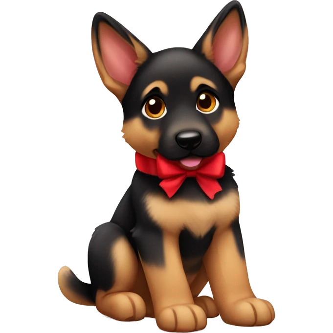 german shepherd puppy red bow  emoji