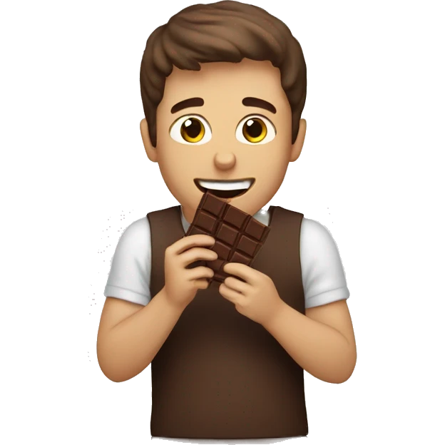 guy eating chocolate emoji
