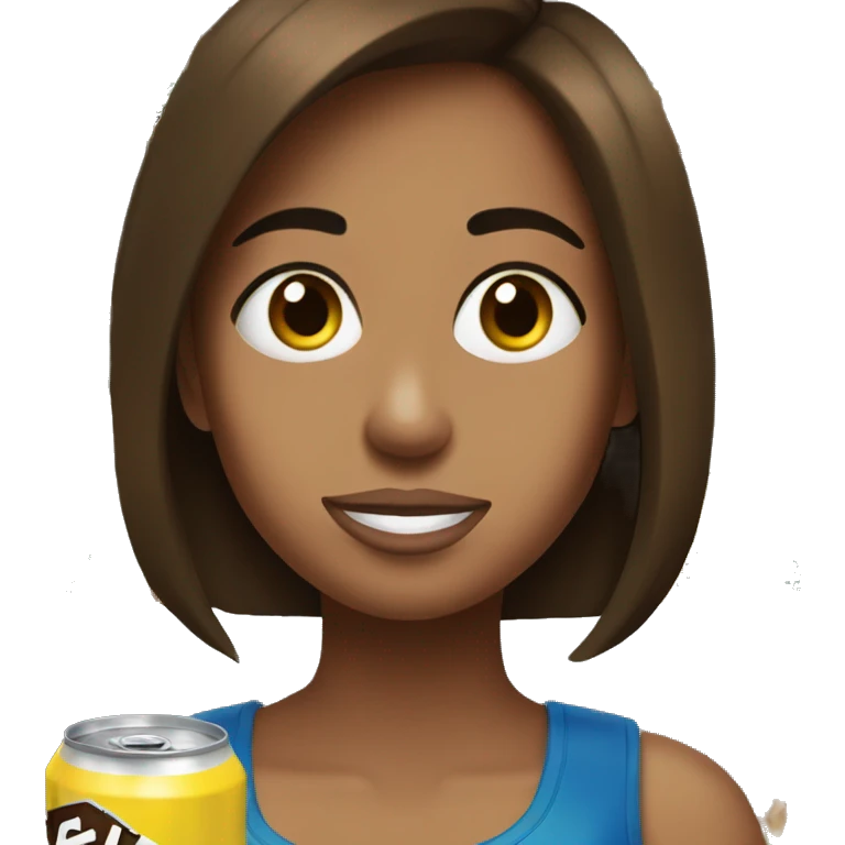 brown haired girl portrait but she is drinking a 4loko emoji