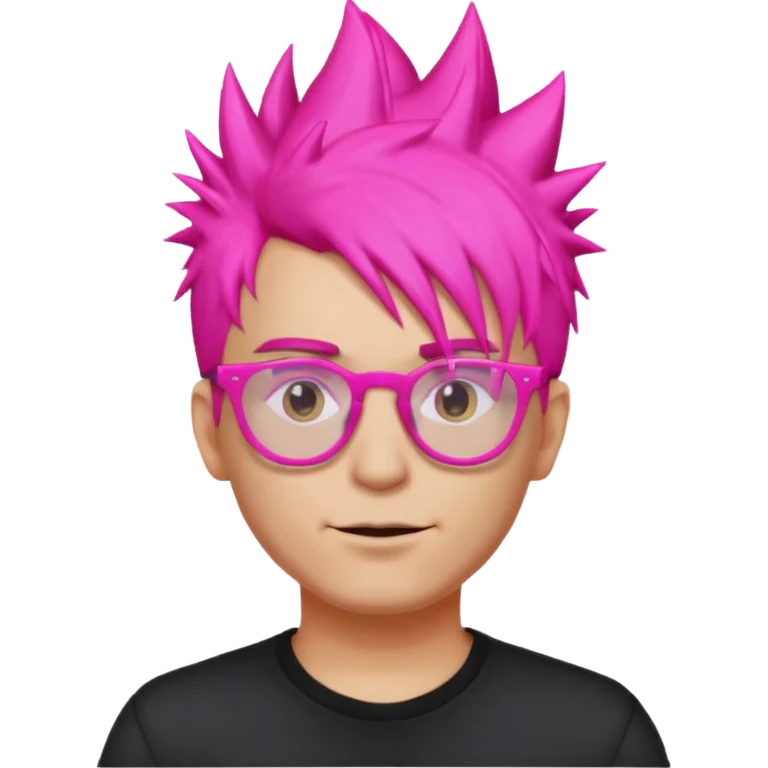 Man with neon pink spiky hair and glasses, half body emoji