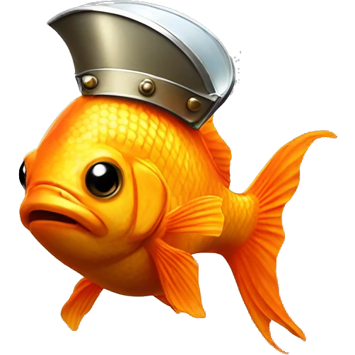 Goldfish wearing Viking helmet emoji