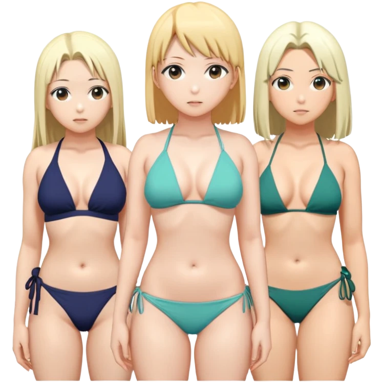 Hinata from anime "naruto: shippuden" with Tsunade and all in bikini  emoji
