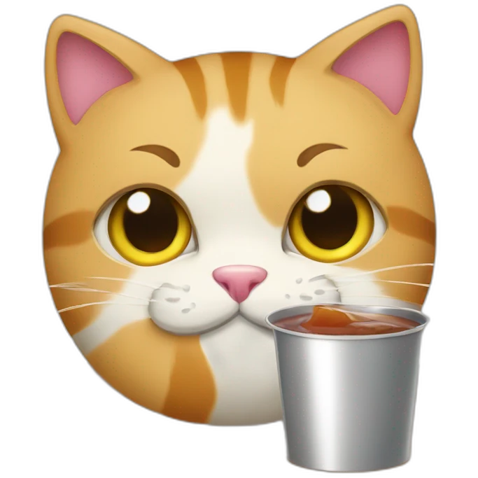 Cat eating drink can emoji