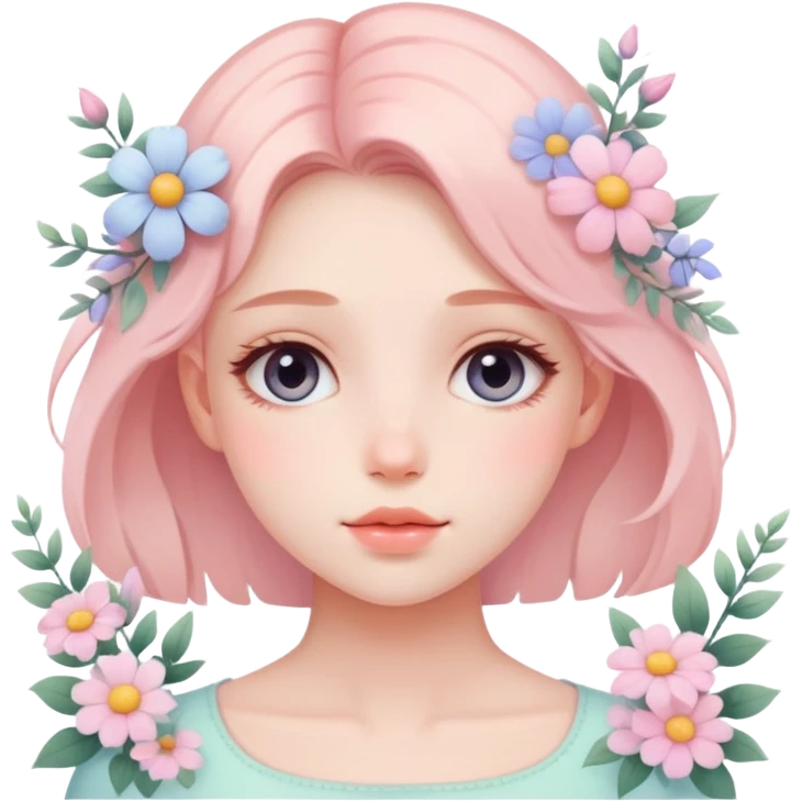 Dreamy pretty pastel flower girl aesthetic emoji