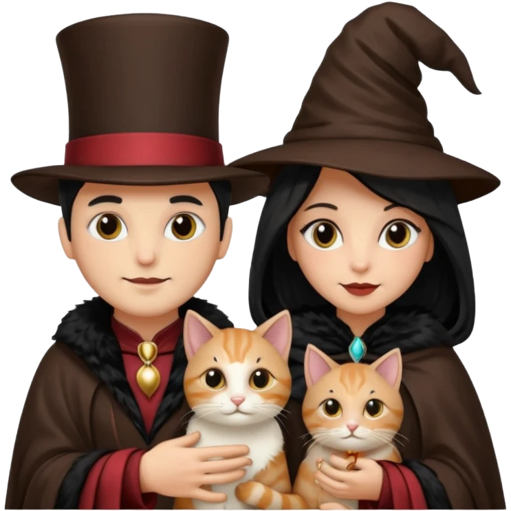 magician couple and their pet cat emoji