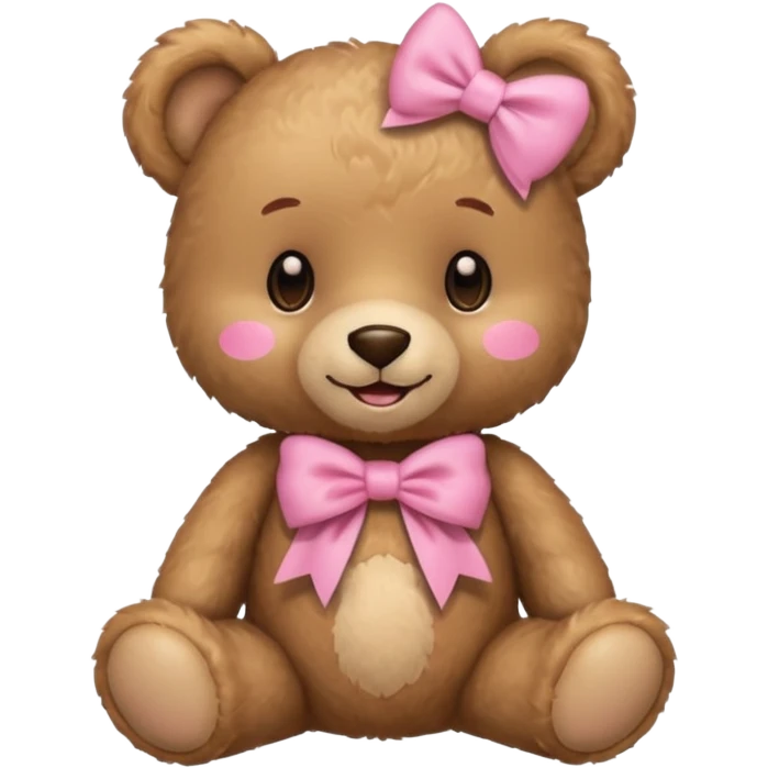 Cute teddy bear with a pink bow. emoji