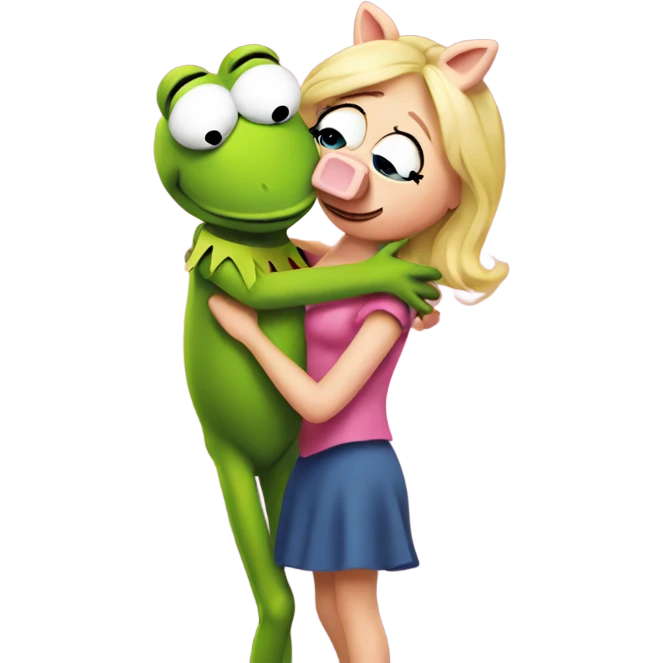Kermit hugging Mrs piggy emoji