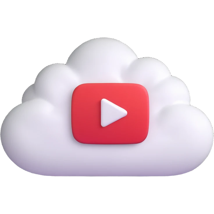 A cloud with a YouTube play button symbol inside it, representing views on YouTube emoji