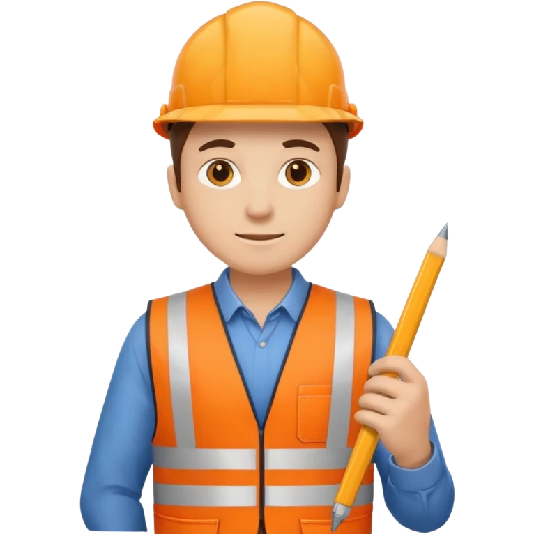 worker wearing orange west holding a ruler emoji