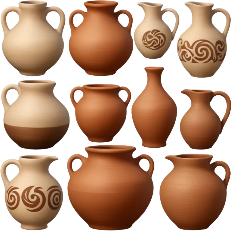 clay pottery with diffetent motifs emoji