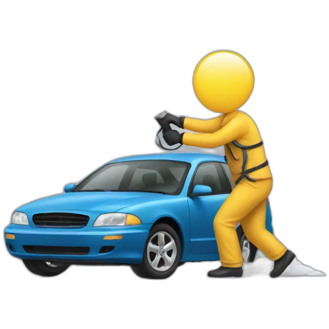man spraying the bottom of a car emoji