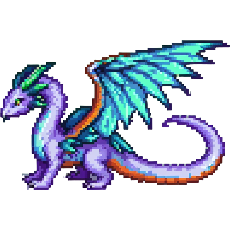 mystical wyrm with a long tail and large wings, colored green, blue, and purple emoji