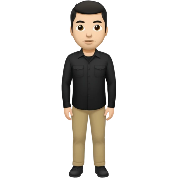 Chino Moreno long black shirt, khaki pants emoji
