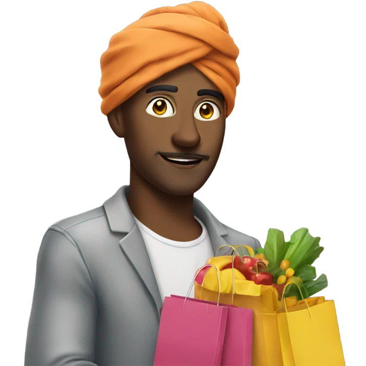 Man in turban with shopping bags  emoji